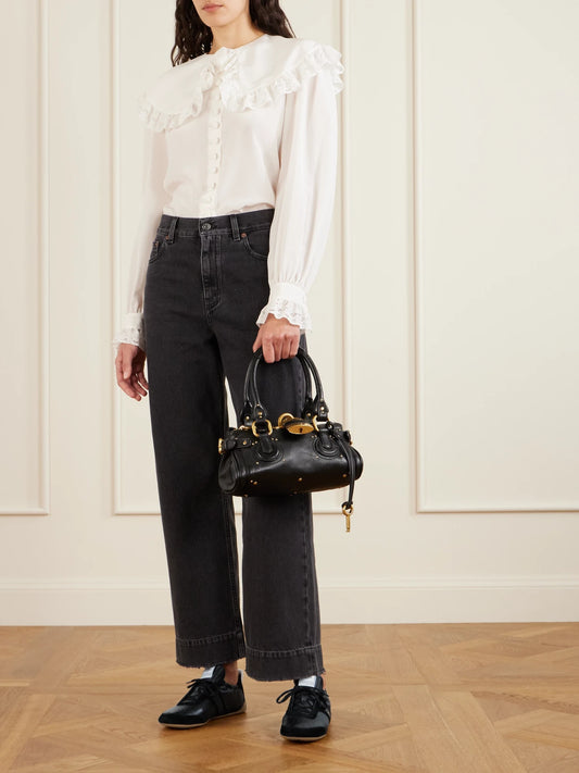 Image of Sneakers. Product name - Kick Suede And Leather Sneakers in Black colour by brand - Chloé