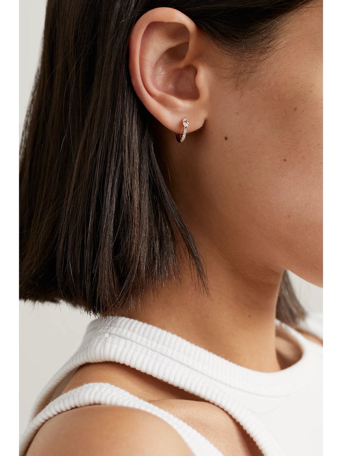 Image of Earrings. Product name - Bobbi 18-karat Rose Gold Diamond Hoop Earrings in Multi colour by brand - Anita Ko