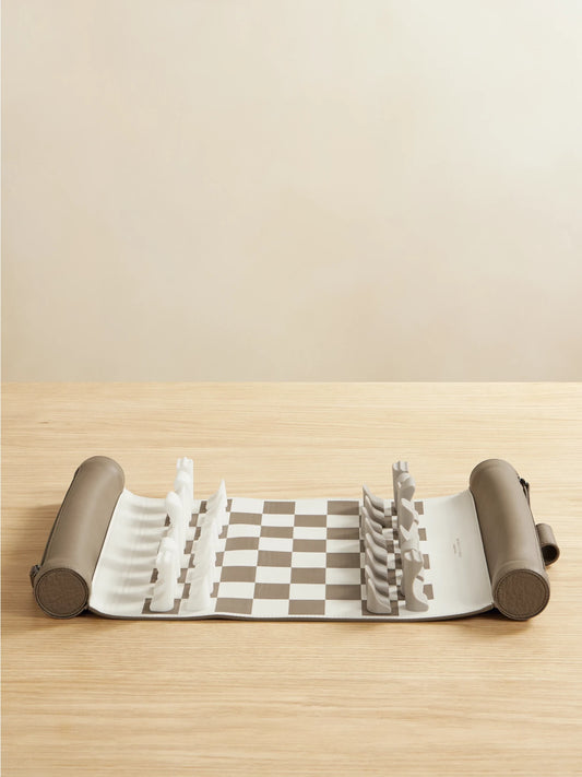 Leather And Krion Portable Chess Set