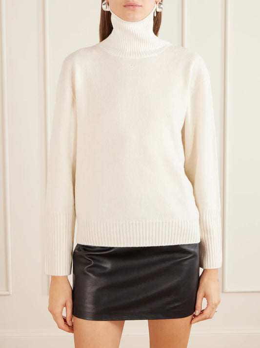 COURREGES Logo-embroidered Ribbed-knit Wool Sweater
