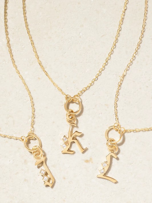 FoundRae Initial 18-karat Gold Diamond Necklace