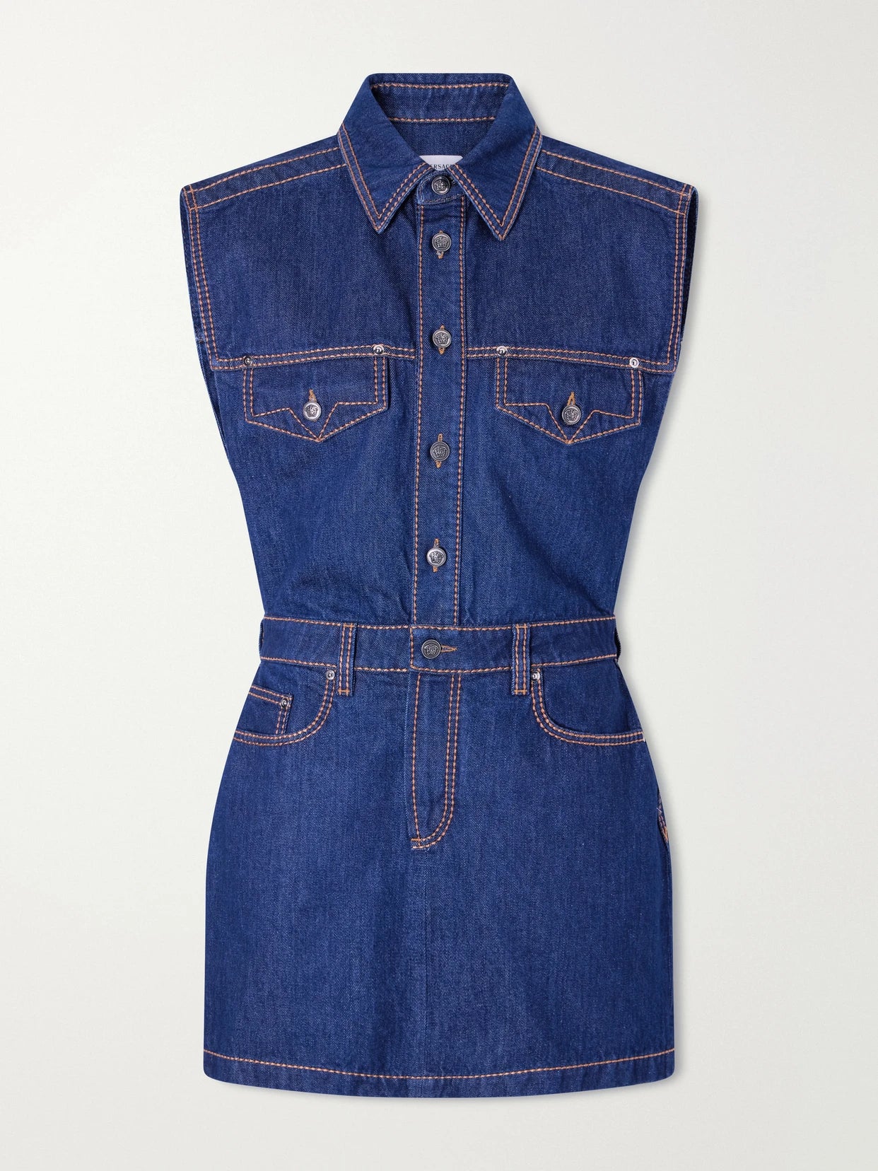 Paneled Denim Mini Dress