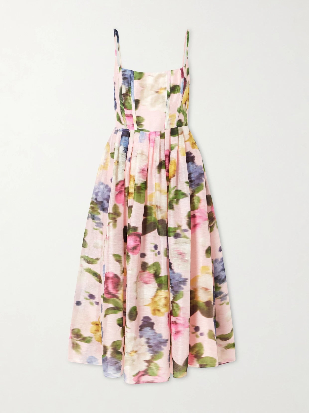 Floral-print Linen And Silk-blend Midi Dress