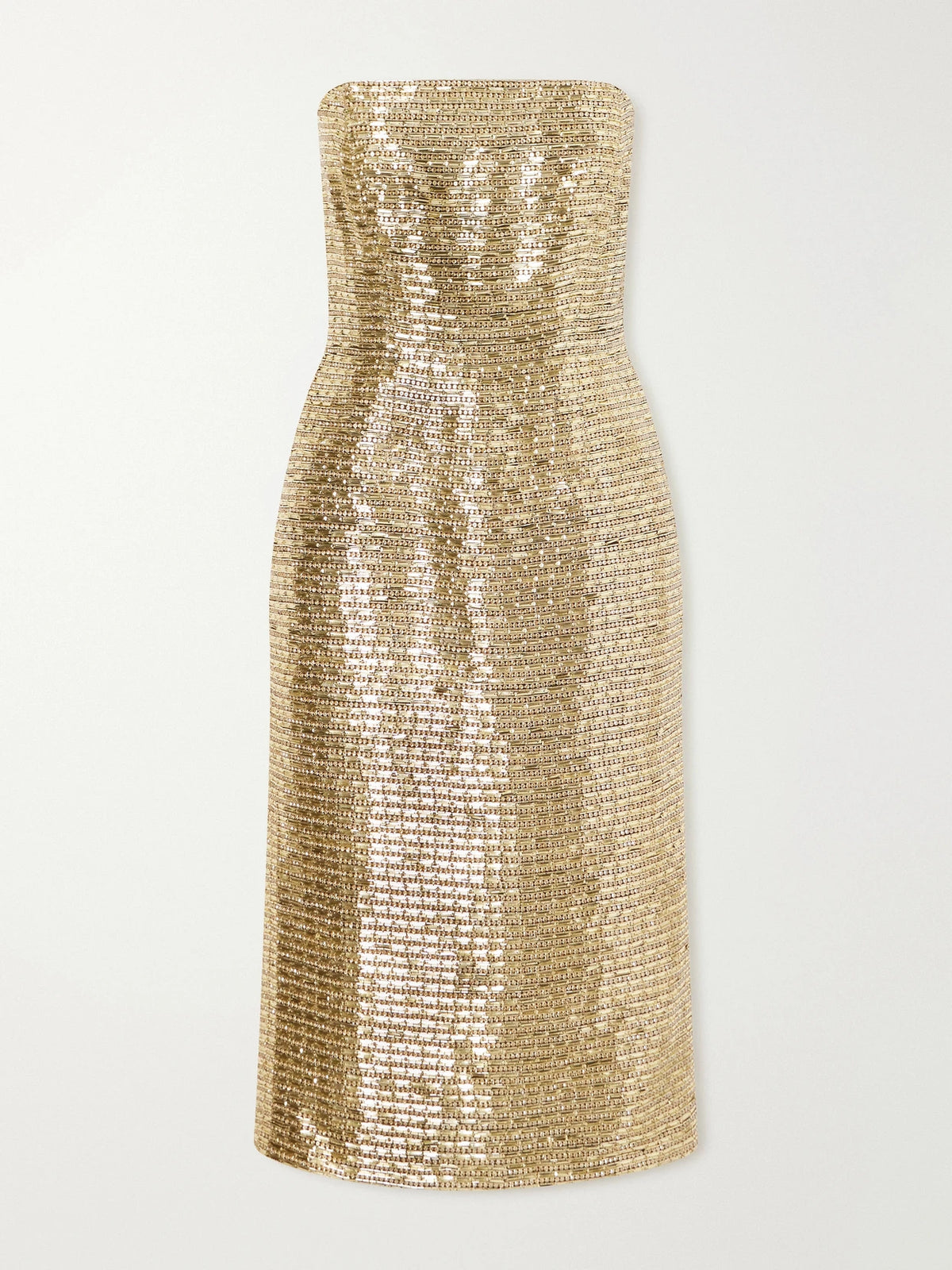 Carolina Herrera Bustier Embellished Strapless Silk-crepe Midi Dress