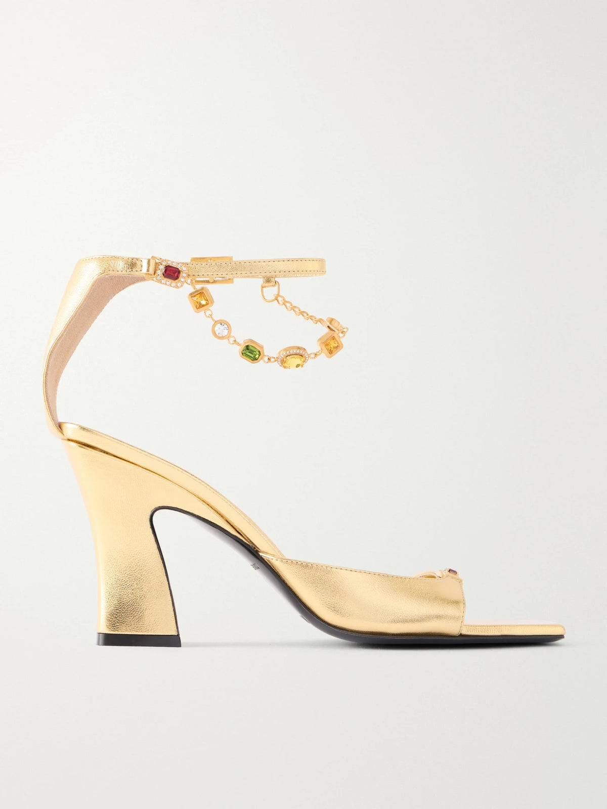NODALETO Nodstalgia Gemma 90 Crystal-embellished Metallic-leather Sandals