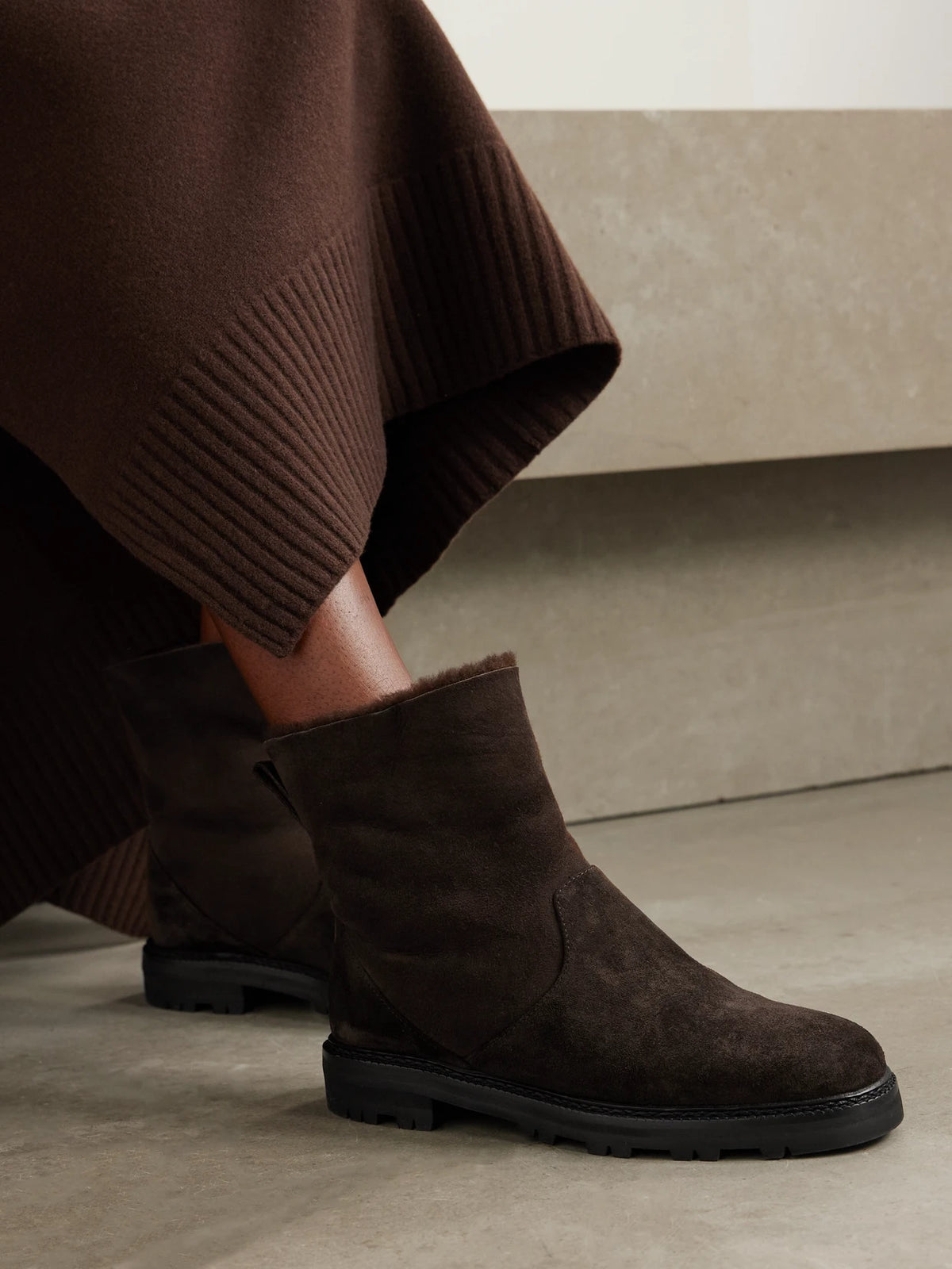 Tomosa Shearling-lined Suede Ankle Boots