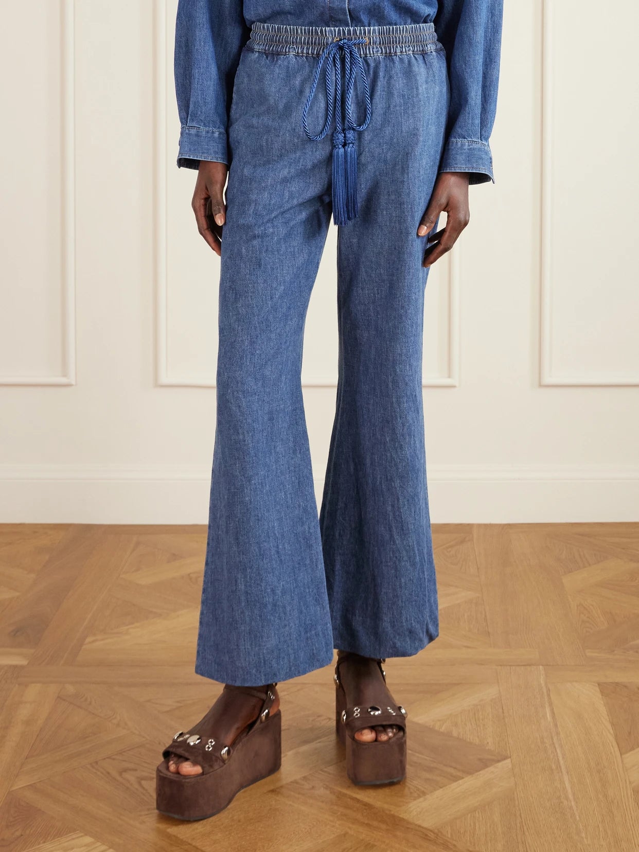 Tasseled High-rise Bootcut Jeans