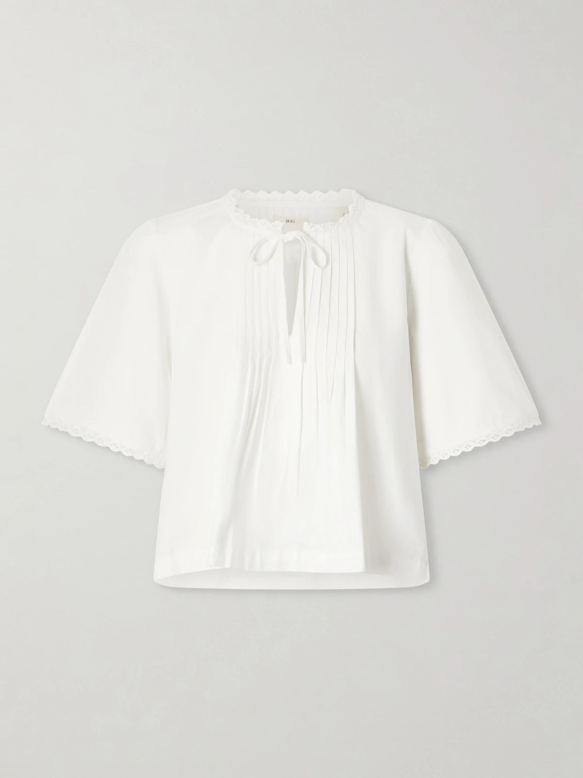 Freesia Pleated Lace-trimmed Organic Cotton Shirt
