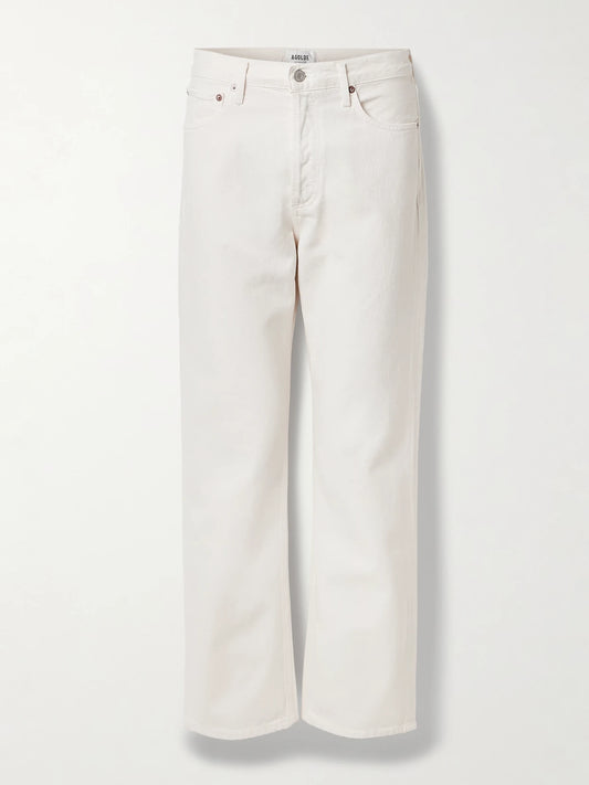 Image of Jeans. Product name - '90s Mid-rise Straight-leg Jeans in White colour by brand - AGOLDE