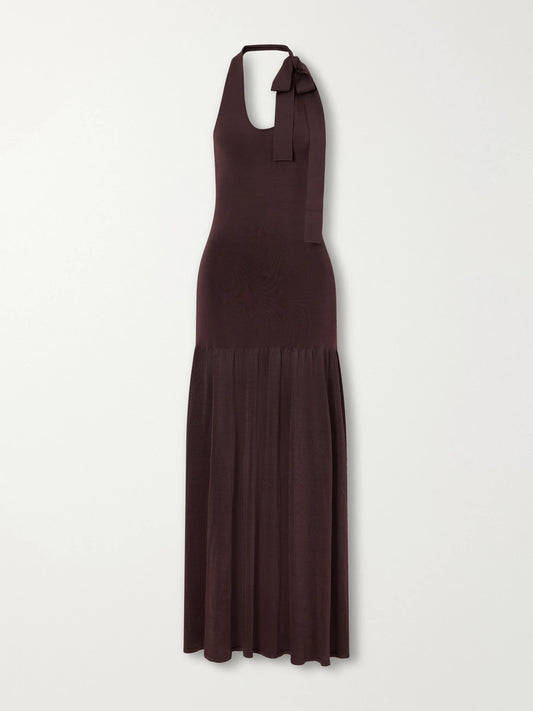 Zimmermann Fairlight Pleated Stretch-jersey Halterneck Midi Dress
