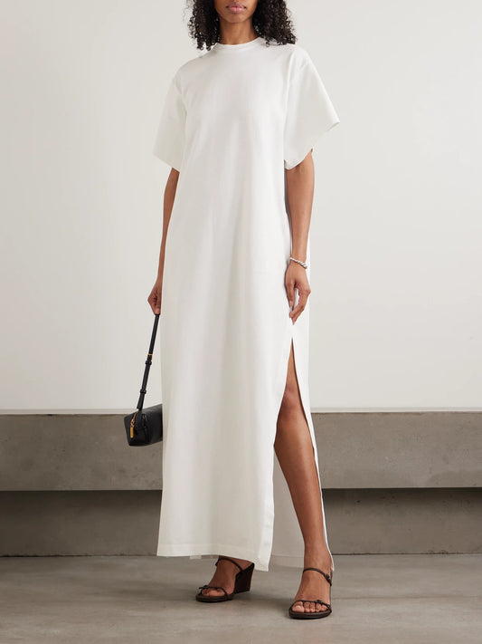 Braun Embroidered Organic Cotton-jersey Maxi Dress