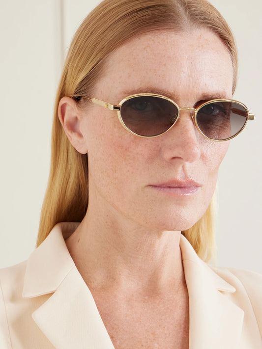 Image of Sunglasses. Product name - Diorcannage R1u Oval-frame Gold-tone Sunglasses in Multi colour by brand - DIOR Eyewear