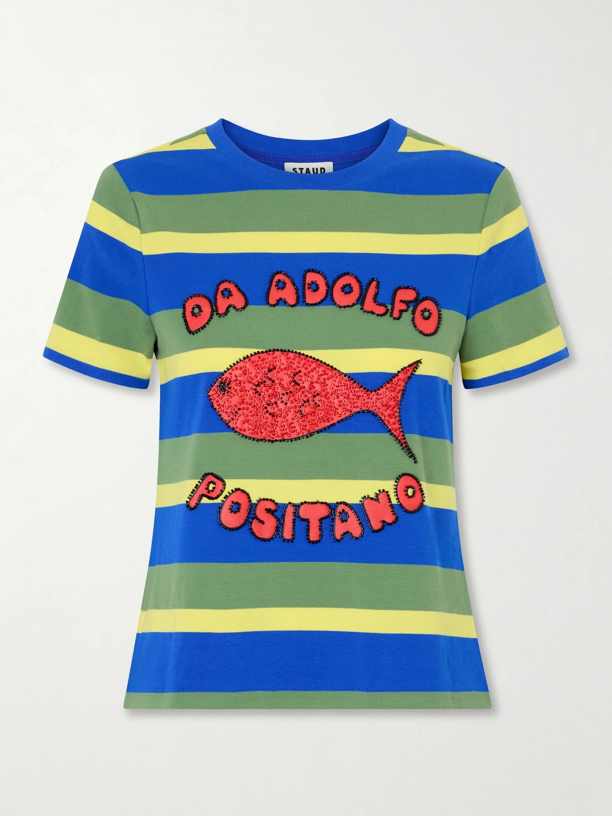 + Da Adolfo Weekender Striped Printed Cotton-blend T-shirt