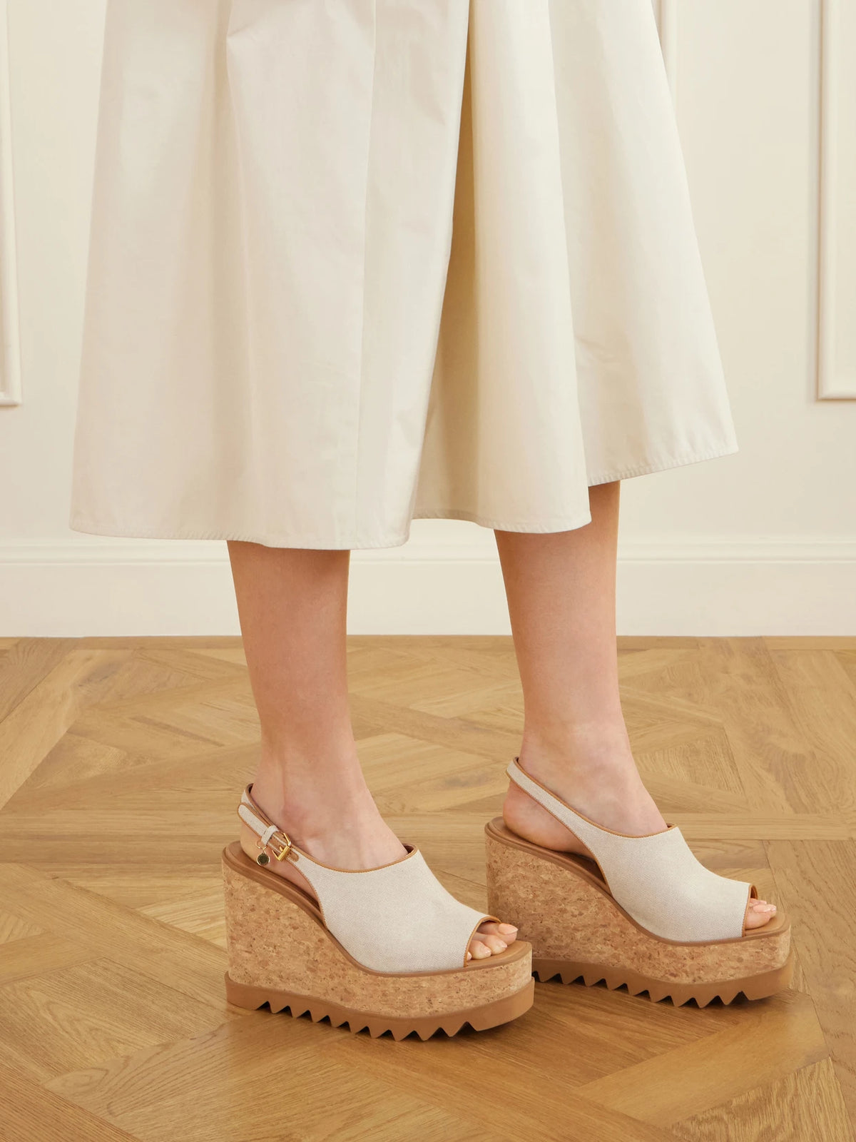 Sneakelyse Canvas Slingback Platform Wedge Sandals