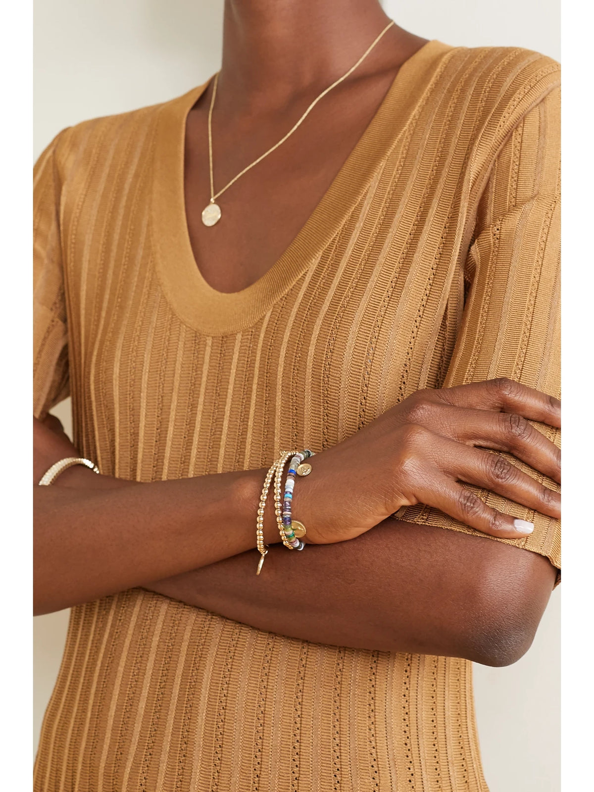 Image of Bracelets. Product name - 14-karat Gold Multi-stone Bracelet in Multi colour by brand - Sydney Evan
