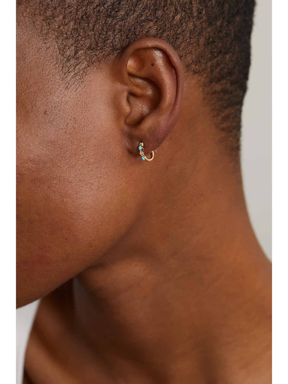 Image of Earrings. Product name - 14-karat Gold, Turquoise And Diamond Hoop Earrings in Multi colour by brand - Sydney Evan