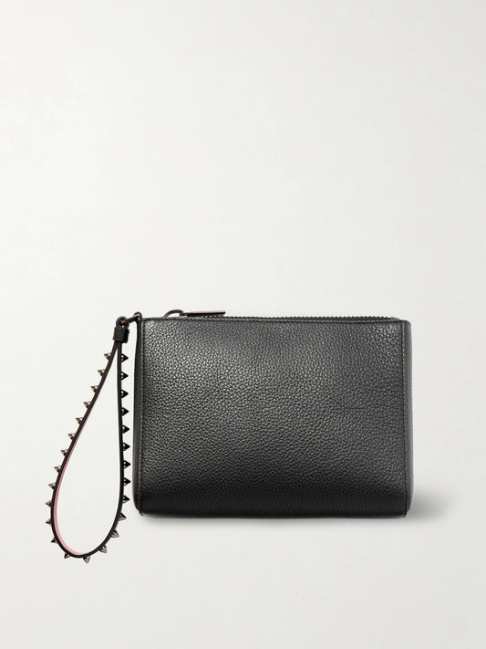 Cabata Studded Textured-leather Clutch