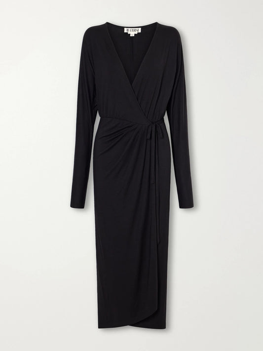 ÉTERNE Daria Draped Stretch-modal Jersey Midi Wrap Dress
