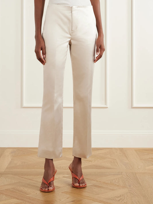 LIBEROWE Lilian Cropped Cotton-blend Duchess Satin Straight-leg Pants