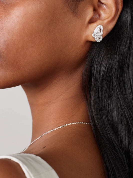 Image of Earrings. Product name - Portraits Of Nature Butterfly 18-karat White Gold Diamond Earrings in Multi colour by brand - De Beers London