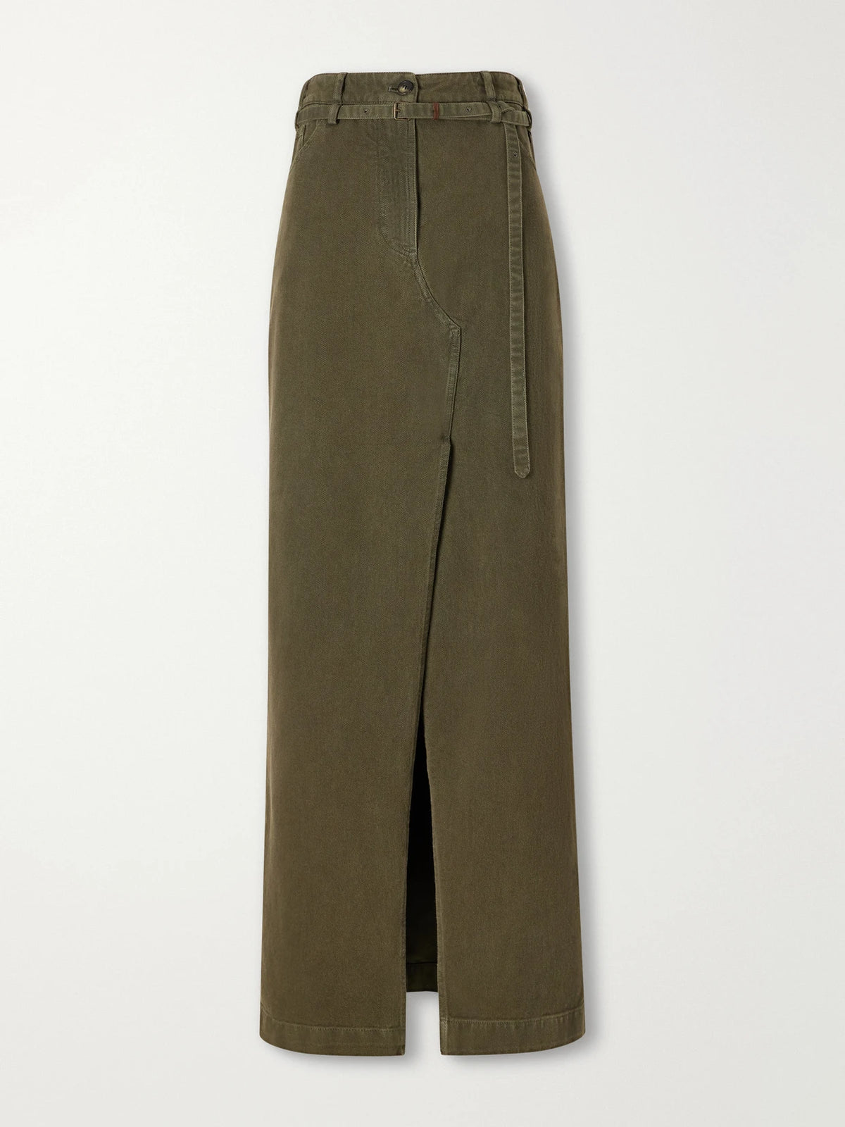 Dries Van Noten Belted Cotton-twill Midi Skirt