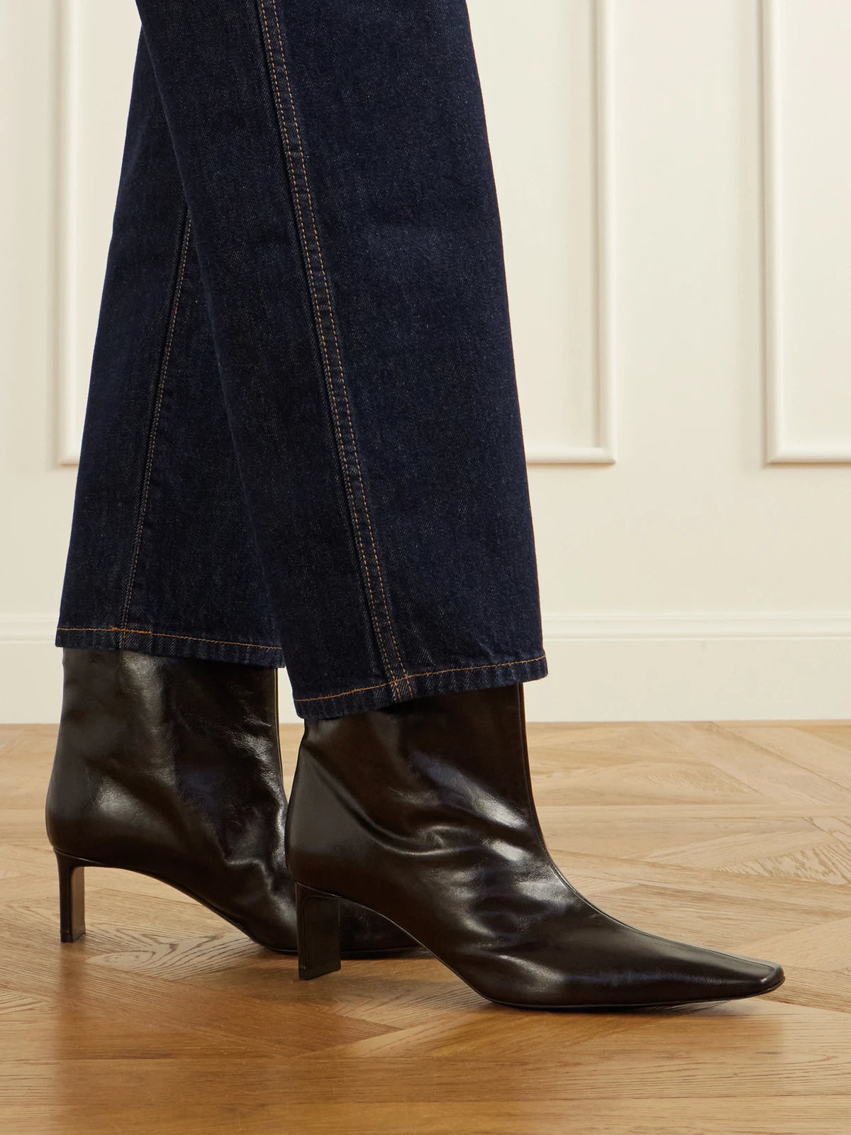 KHAITE Ona 55 Leather Ankle Boots