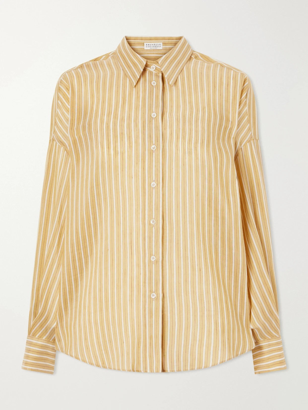 Bead-embellished Striped Linen And Silk-blend Shirt