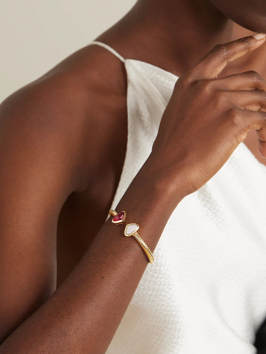 Image of Bracelets. Product name - Trisolina Castagna 18-karat Gold, Diamond And Rubellite Bracelet in Multi colour by brand - Marina B