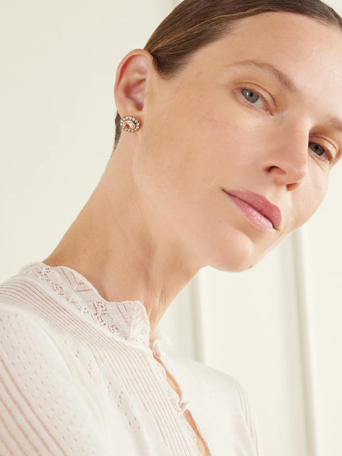 Image of Earrings. Product name - Lexie 14-karat Gold, Morganite And Diamond Earrings in Multi colour by brand - Marlo Laz