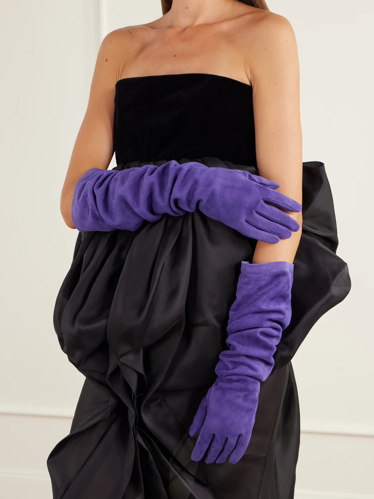 Image of Gloves & Mittens. Product name - Remo Suede Gloves in Purple colour by brand - KHAITE