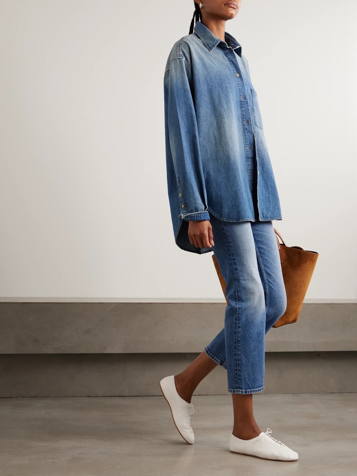 Image of Jeans. Product name - The Kenickie Mid-rise Straight-leg Jeans in Mid denim colour by brand - Jamie Haller