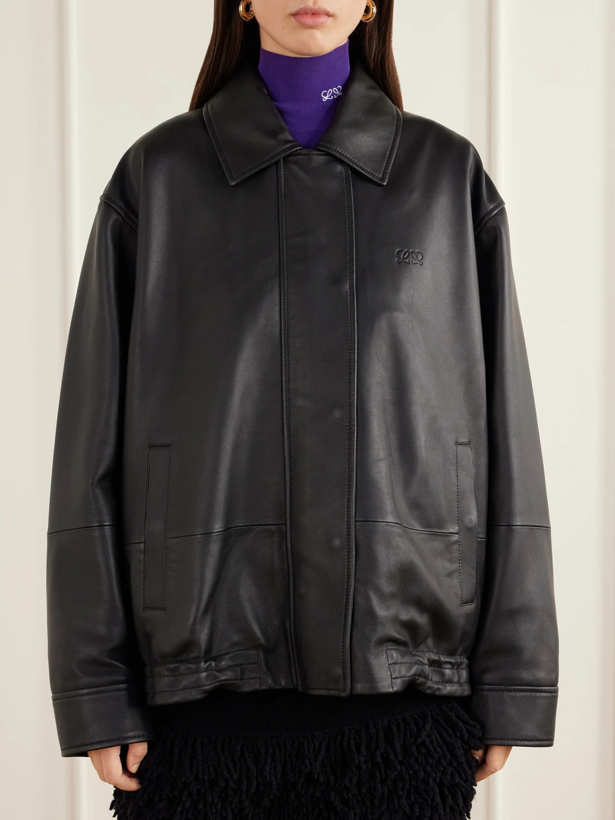 LOEWE Logo-debossed Leather Jacket