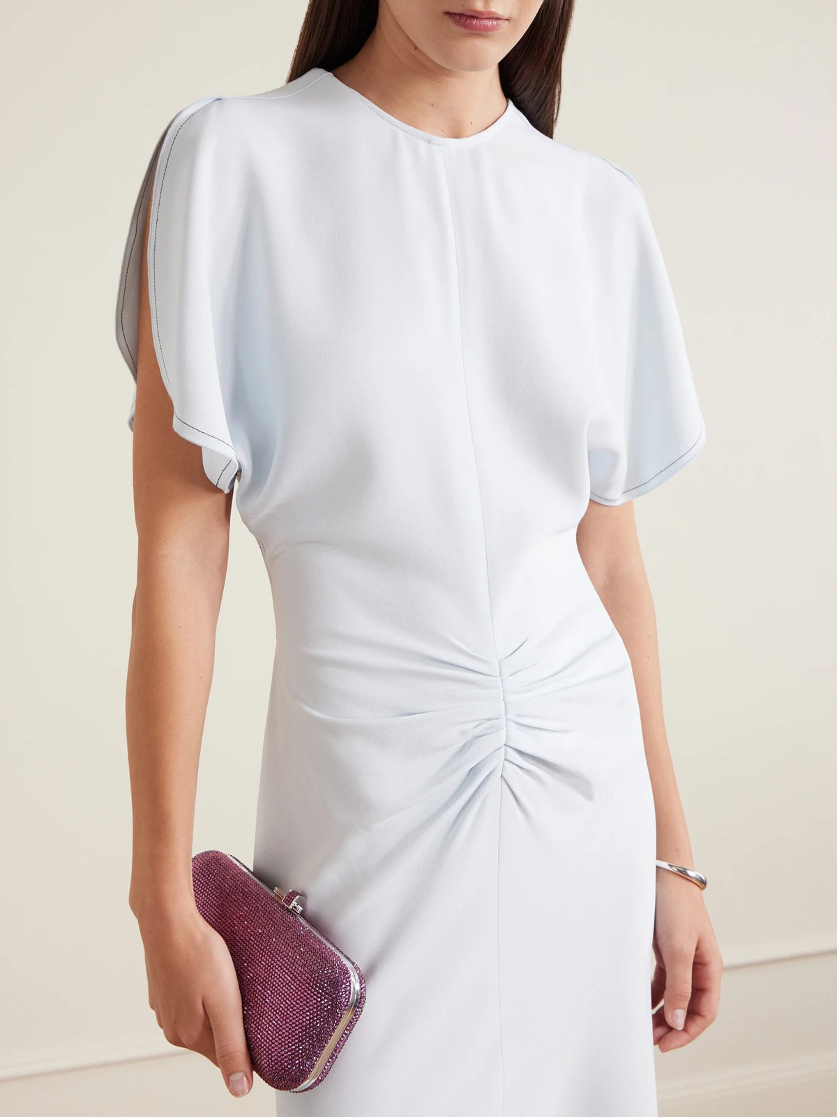 Image of Bags. Product name - Long Slide Crystal-embellished Silver-tone Clutch in Pink colour by brand - Judith Leiber Couture