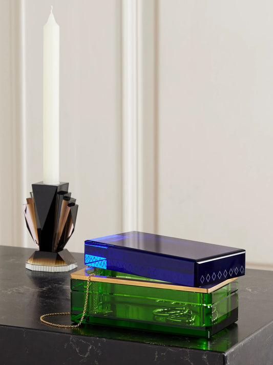 Image of Decor. Product name - Crystal Trinket Box in Green colour by brand - Reflections Copenhagen