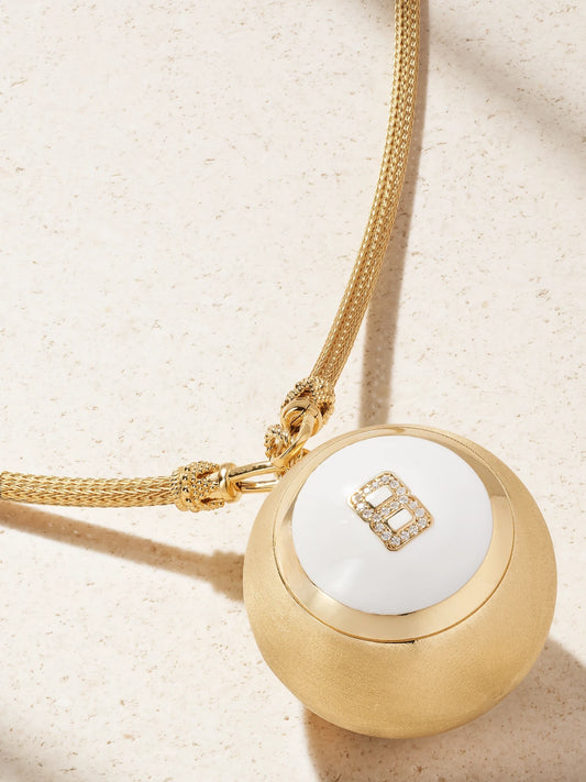 Magic Ball Indian 18-karat Gold, Enamel And Diamond Necklace