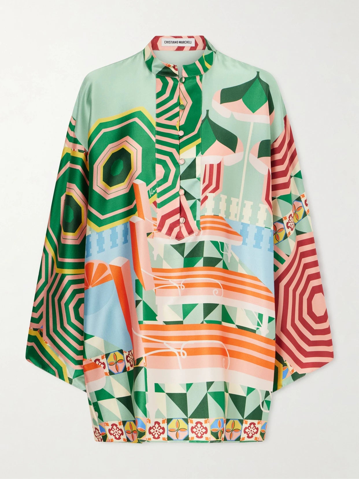 Maria Printed Silk-blend Satin Coverup