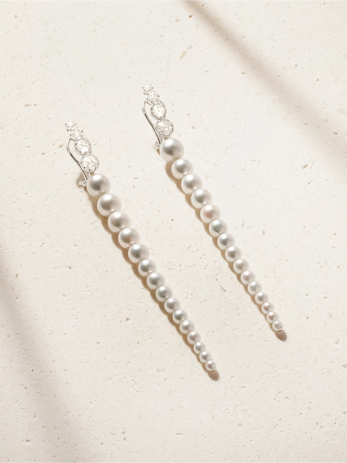 Dreamy 18-karat White Gold, Pearl And Diamond Earrings