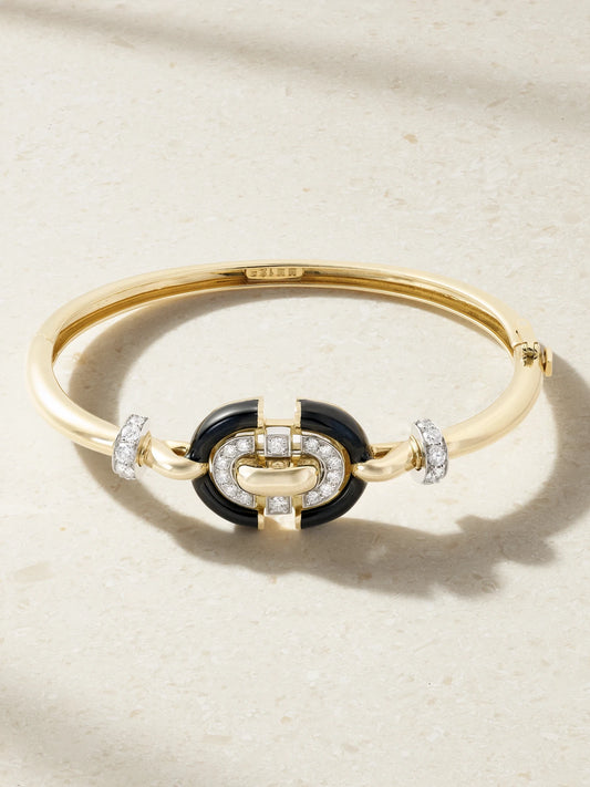 Unity 18-karat Gold And Platinum, Diamond And Enamel Bracelet
