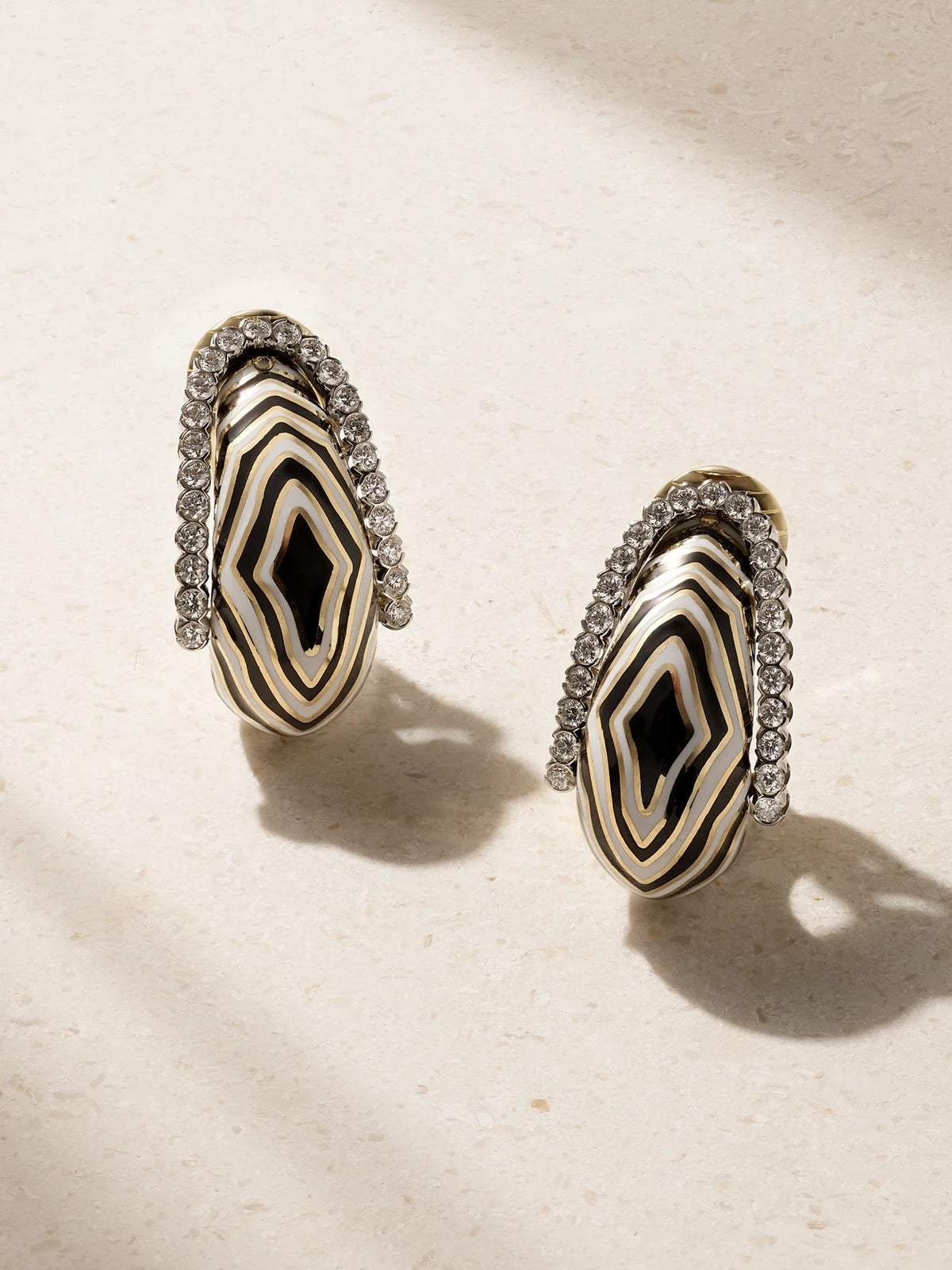 Vreeland Zebra 18-karat Gold, Platinum, Diamond And Enamel Clip Earrings