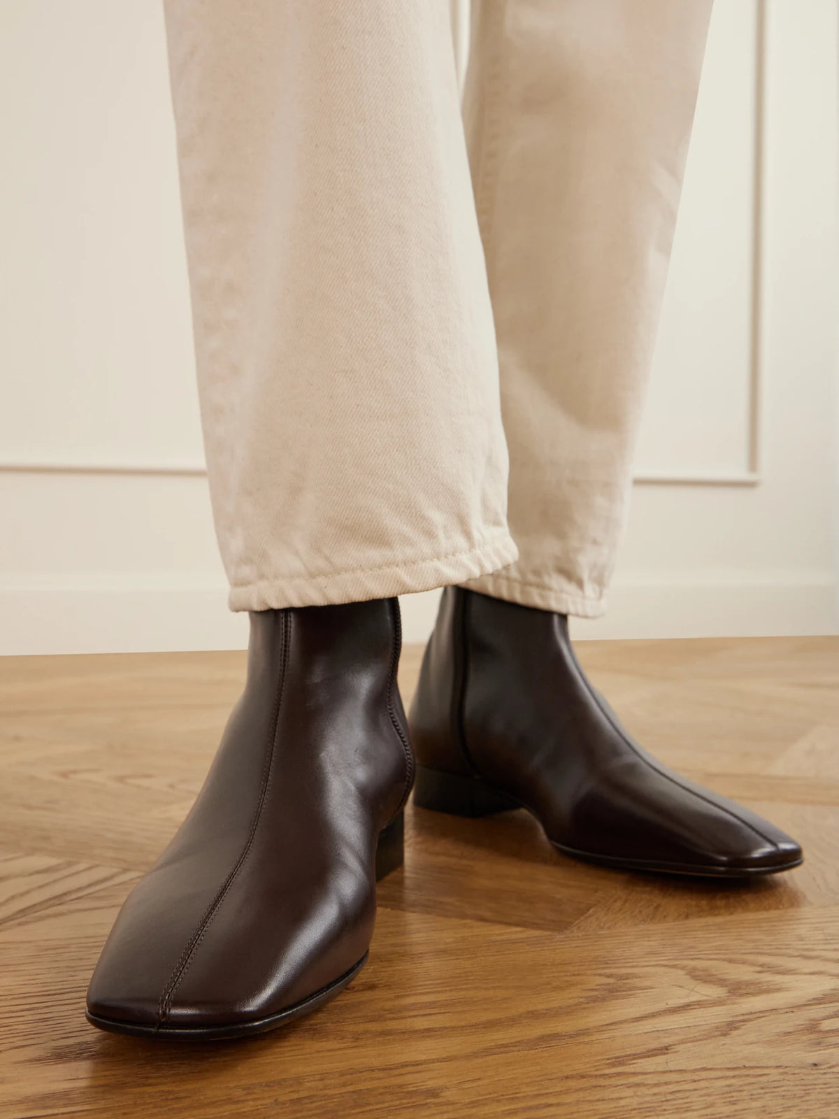 The Row Cindy Leather Ankle Boots