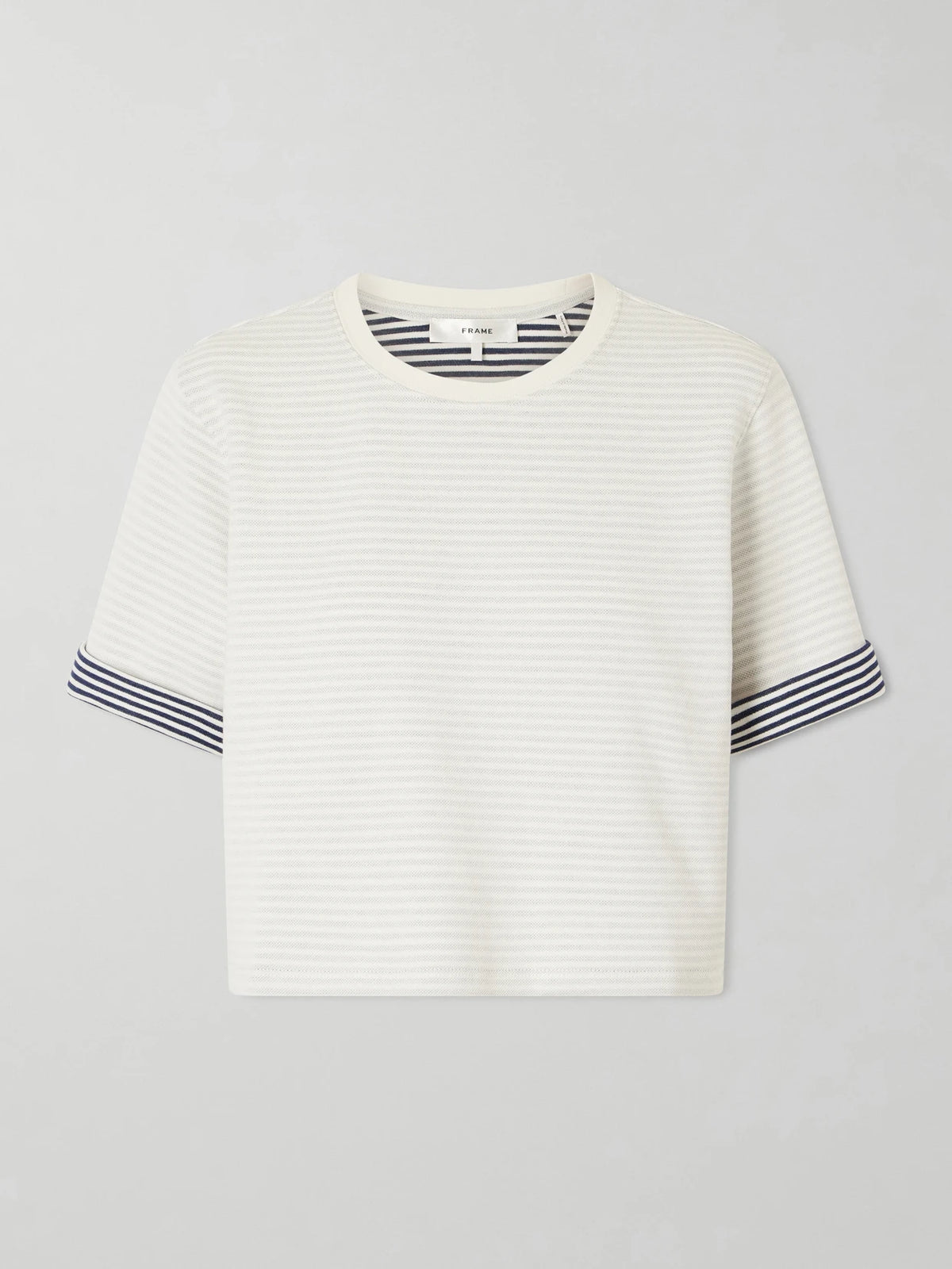 FRAME Striped Cuff Pima Cotton T-shirt