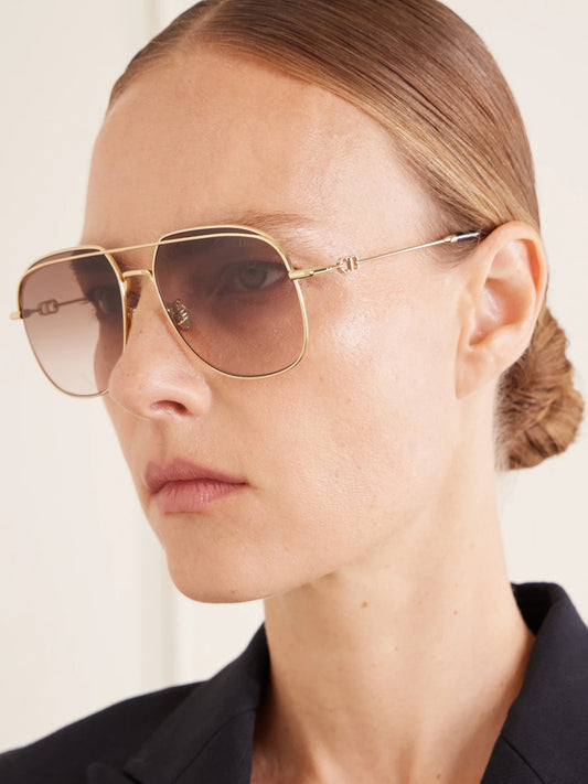 Image of Sunglasses. Product name - Petit Cd A1u Square-frame Gold-tone Sunglasses in Multi colour by brand - DIOR Eyewear