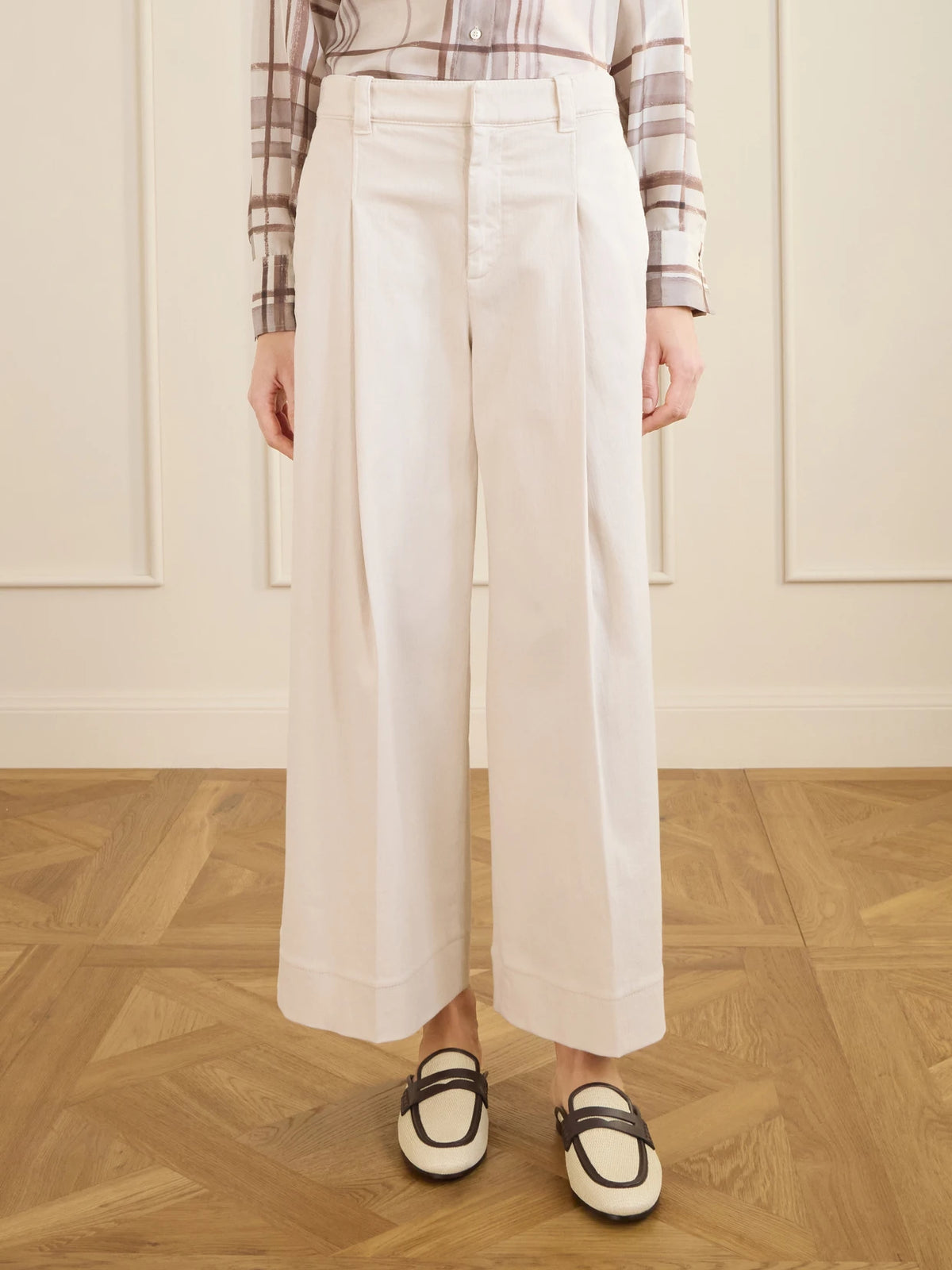 Cotton-blend Wide-leg Pants