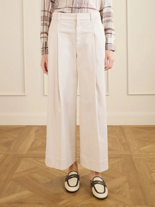 Cotton-blend Wide-leg Pants