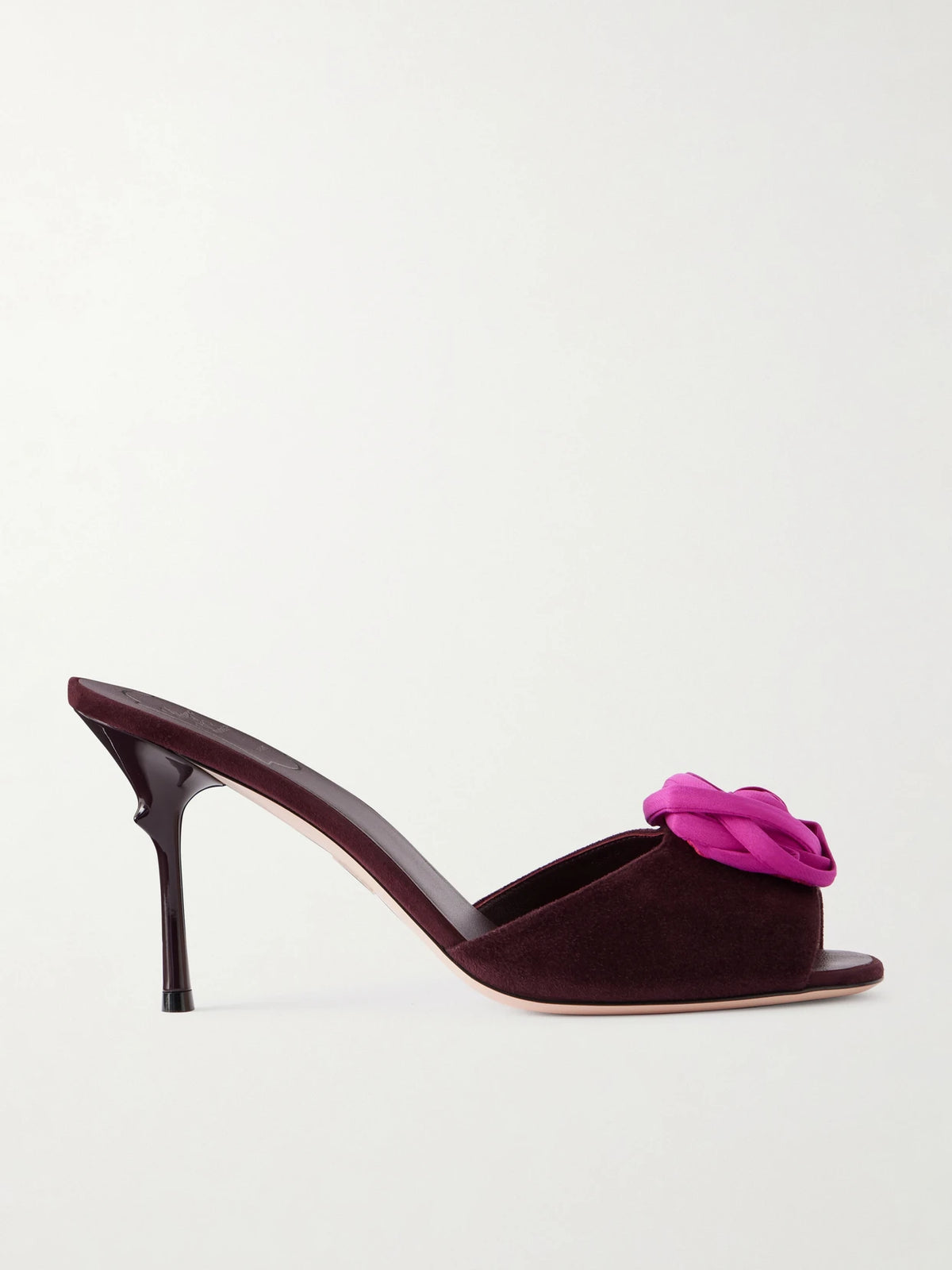Epine Rose 85 Floral-appliquéd Suede Mules