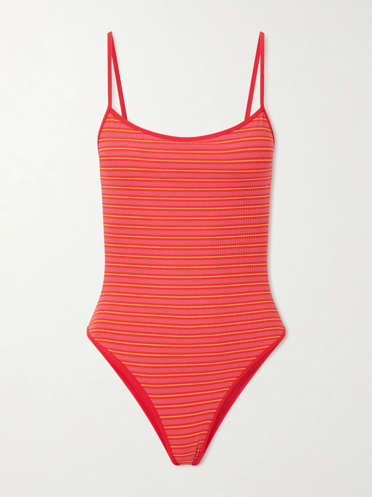 Image of Swimwear. Product name - Trentasei Striped One-piece Swimsuit in Red colour by brand - Lido