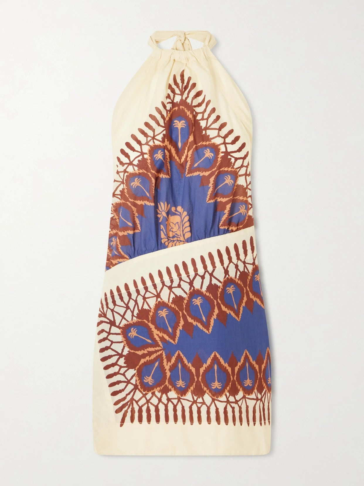 Open-back Printed Cotton-voile Mini Dress
