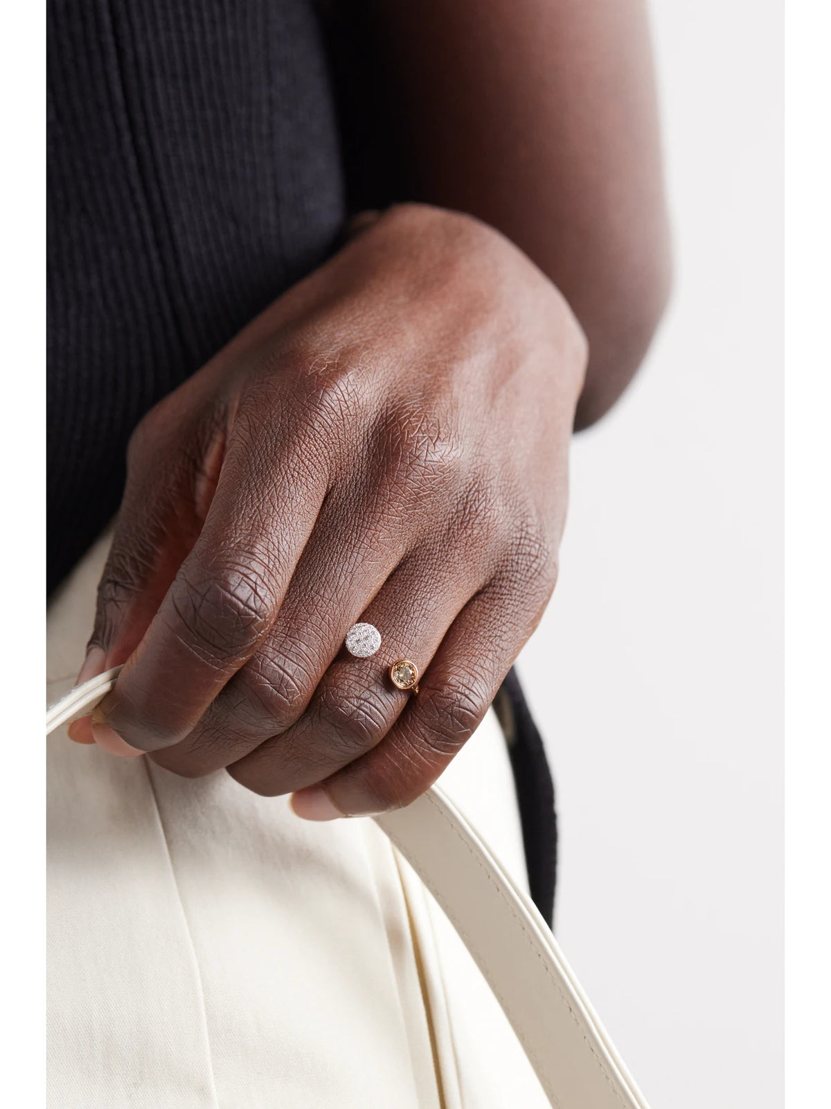 Image of Rings. Product name - Sabbia Rhodium-plated 18-karat Rose Gold Diamond Ring in Multi colour by brand - Pomellato