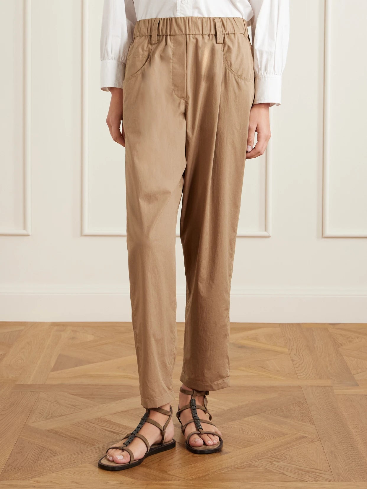 Cotton-voile Tapered Pants