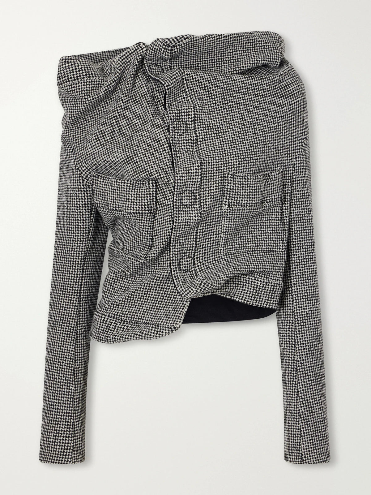 Junya Watanabe Asymmetric Houndstooth Wool-blend Jacket